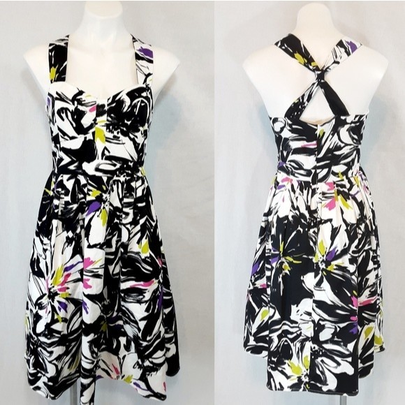 New Directions Floral Print Crisscross Back Dress 10 Cottagecore Romantic Chic - Picture 1 of 7